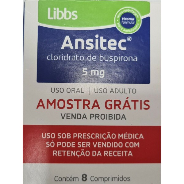 ANSITEC - CLORIDRATO DE BUSPIRONA 5mg - 8 COMPRIMIDOS